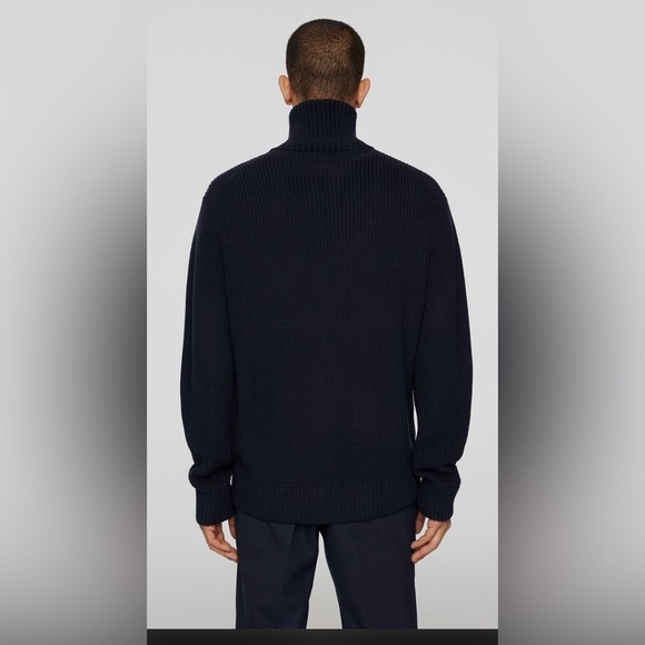 J.Lindeberg Navy Wool Blend Zip Cardigan Men’s Size L Winter Sweater Gift - Picture 2 of 6